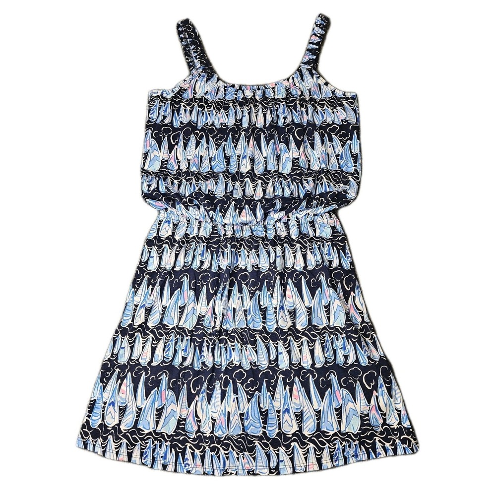 Lilly Pulitzer Loro Romper Skirted Lowtide Navy‎ Sails Stripes Print Size Small